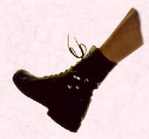 image of a doc marten shoe. Manner record and outfit history 1980s.
